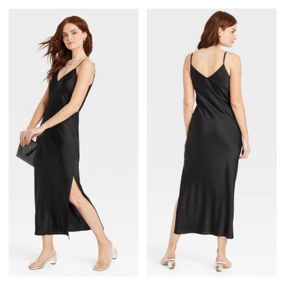 A New Day Black Satin Dress